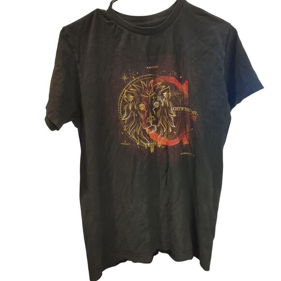 Harry Potter Men's M Black Yellow/Orange Graphic Print " Gryffindor" Lion Tee - Picture 1 of 4